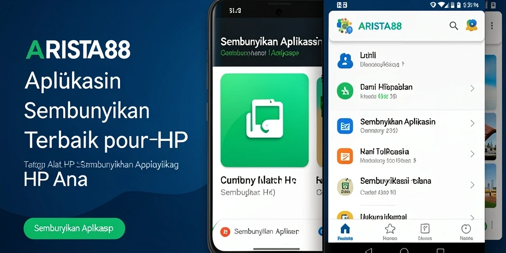 Tampilan antarmuka ARISTA88 menampilkan fitur Sembunyikan Aplikasi yang mudah diakses.