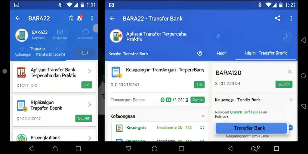 Tampilan antarmuka pengguna BARA22 untuk transfer bank.