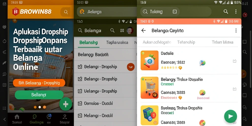 Tampilan antarmuka BROWIN88 yang intuitif untuk belanja dan dropship.