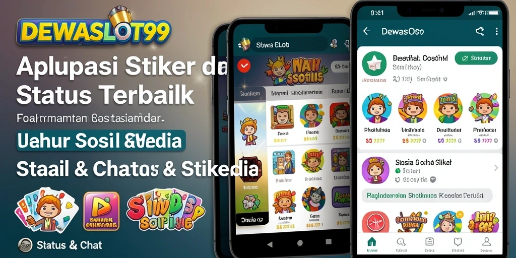 Antarmuka DEWASLOT99 dengan berbagai stiker dan status menarik.