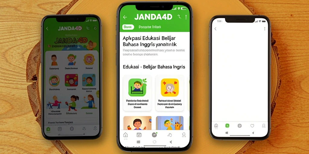 Antarmuka aplikasi JANDA4D untuk belajar Bahasa Inggris yang menarik.