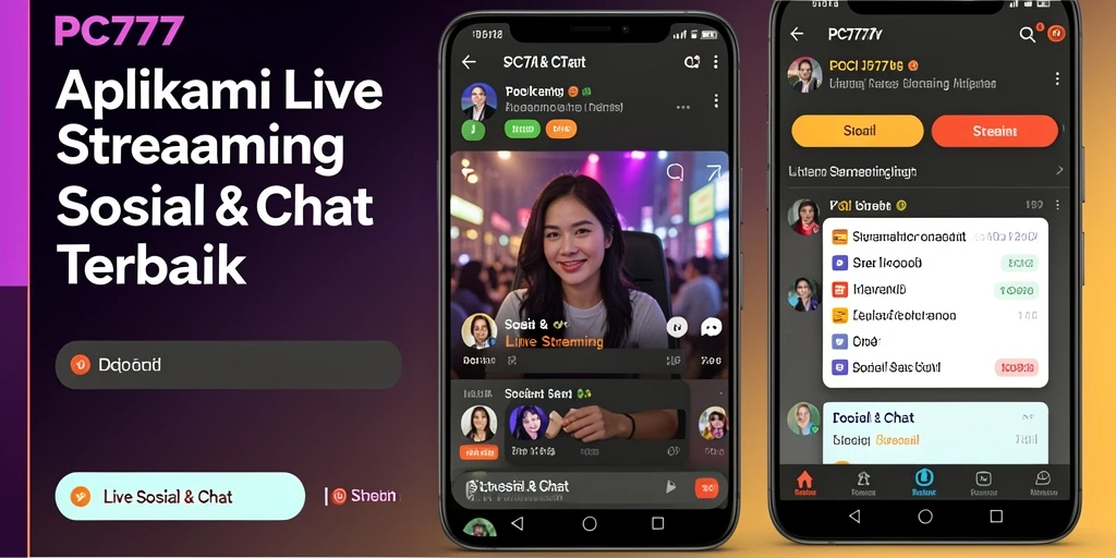 Tampilan antarmuka aplikasi Live Streaming PC777 yang menarik dan mudah digunakan.