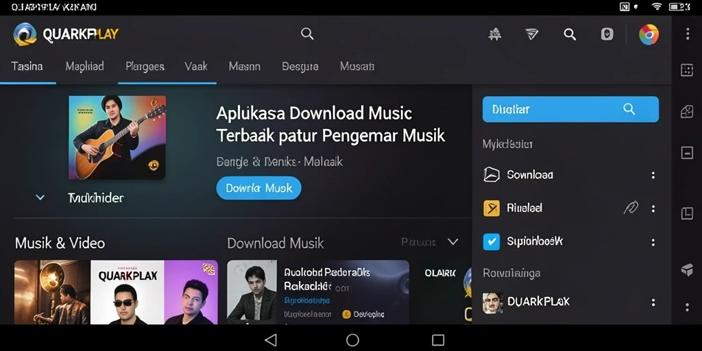 Tampilan antarmuka aplikasi QUARKPLAY yang modern dan user-friendly.