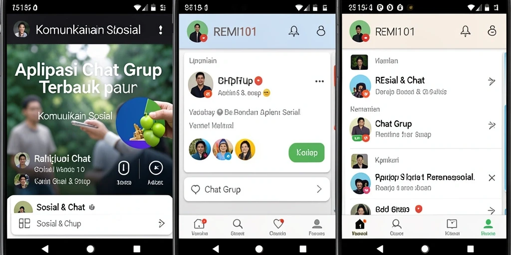 Tampilan antarmuka grup chat REMI101 yang modern dan interaktif.